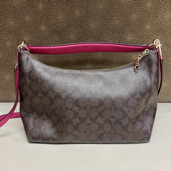 🔥🔥🔥Coach Signature Canvas Pink Leather Strap Crossbody Shoulder Bag - Picture 6 of 15